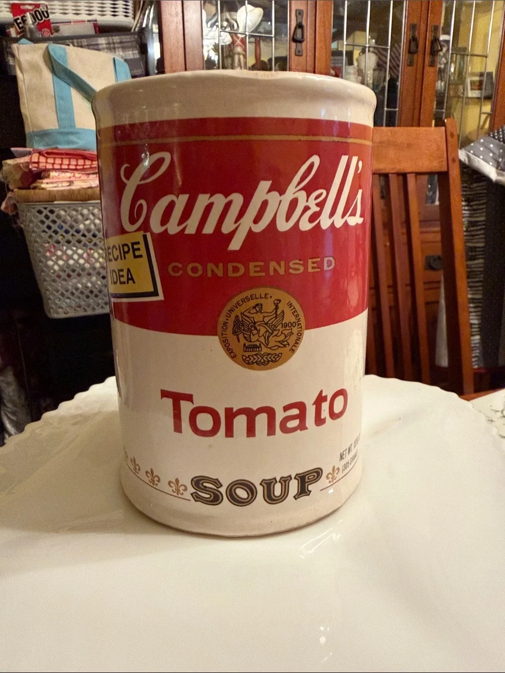 Vintage Campbell's Soup Ceramic Utensil Holder Canister by Price Products